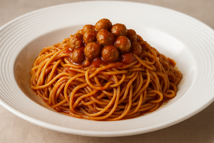Spaghetti alla chitarra con polpettine e sugo di pomodoro